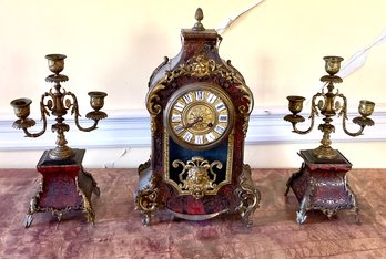 19th C. French Boulle Work Clock And Garnitures (CTF20)