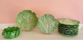 Vintage Faience Cabbage Ware Plates, 14pcs (CTF20)