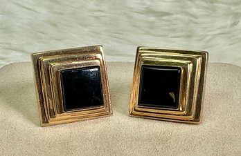 14k Gold And Onyx Earrings (CTF10)