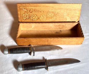 Pr. Marbles Hunting Knives And Wooden Box (CTF10)