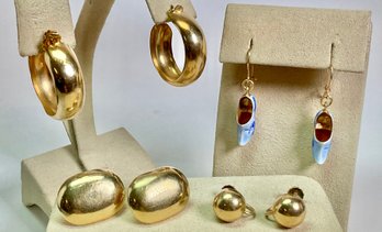 Four Pairs 14k Gold Earrings (CTF10)