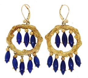 18k Gold And Lapis Earrings (CTF10)
