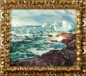 Charles H. Woodbury Oil On Canvas, Crashing Waves (CTF20)