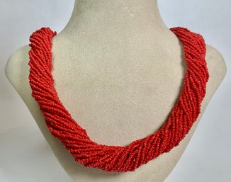 Vintage Coral Necklace, Multi Strands  (CTF10)