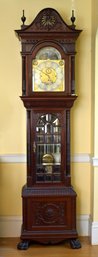 Exceptional 1890s Carved Mahogany Grandfather Clock (CTF100)
