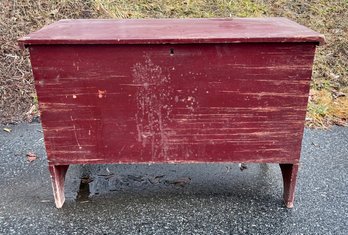 Vintage Red Painted Pine Blanket Box (CTF20)