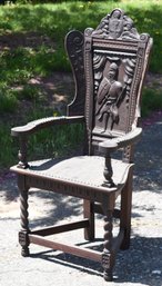Antique Carved Oak Crusader Chair (CTF20)