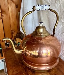 Decorative Brass And Copper Tea Kettle, Holland