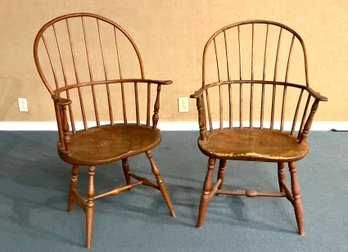 Two Antique American Sack Back Windsor Chairs (CTF20)