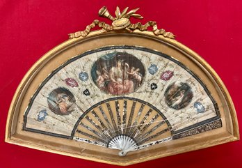 Antique French Painted Folding Fan, 3 Of 9  (CTF10)