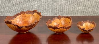 Three Nesting Dustin Coates Burl Bowls (CTF10)