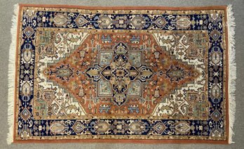 Oriental Area Rug In Rust, Blues, And Ivory (CTF20)