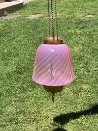 Antique Cranberry Swirl Foyer Lamp (CTF10)