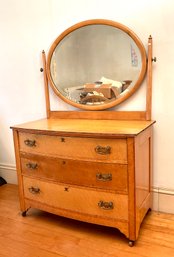 1900-20's Birdseye Maple Chest With Mirror (CTF30)