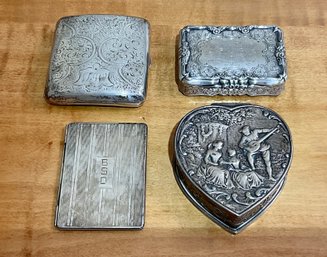 Four Antique Silver Boxes/cases (cTF10)