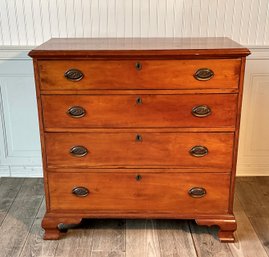 Antique Chippendale Cherry 4 Drawer Chest (CTF30)
