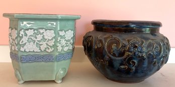 Two Vintage Asian Ceramic Jardinieres (CTF20)