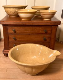 Five Antique Yellow Ware Bowls (CTF30)