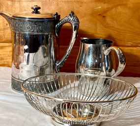 Silver Plated Coffee Pot, Basket, Pitcher (CTF10)