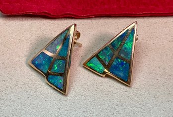 14k Gold & Opal Navajo Earrings (CTF10)