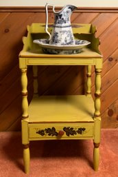 Vintage Painted Washstand With Ironstone Pitcher And Basin (CTF20)