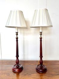 Pr. Walnut Georgian Style Candlestick Lamps (CTF20)