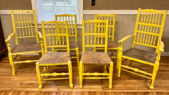 18th C. Welsh Queen Anne Yellow Painted Chairs, 6 (CTF30)