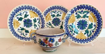 Vintage European Faience Plates And Bowl (CTF10)