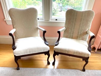 Pr. Vintage Chippendale Style Lolling Chairs (CTF30)
