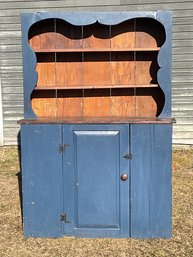 Antique Blue Painted Set Back Cupboard (CTF30)