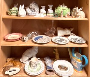 Large Porcelain And Glass Rabbit Collection, 34pcs.  (CTF40)