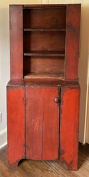 Small Antique Red Painted Set Back Cupboard (CTF30)