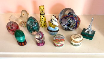 Vintage Paperweights And Patch Boxes, 11 Pcs (CTF10)