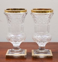 Pr. American Antique Cut Crystal Vases (CTF10)