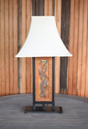Artisan Made Iron, Copper And Wood Lamp (CTF10)