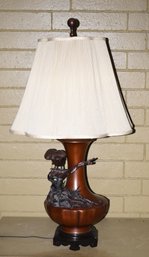 Vintage Japanese Bronze Table Lamp, Bird Motif (CTF20)