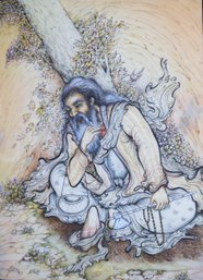 Vintage Persian Painting, Resting Traveler (CTF20)