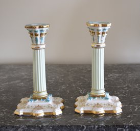 Pair Of Antique French Porcelain Candlesticks (CTF10)