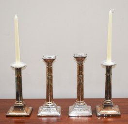 English Georgian Silver Plated Candlesticks (CTF10)