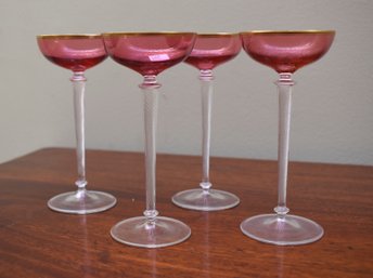 Fine Antique Air Twist Cordial Glasses, Set Of 4 (CTF10)