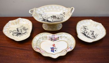 Antique English Ceramics, Lakin, Worchester, 4pcs (CTF10)