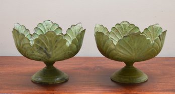 Pr. 19th C. Tole Cabbage Leaf Compotes (CTF20)