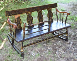 Antique Stencil Decorated Rocking Bench With Guard (CTF20)