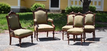 Five Victorian Walnut Parlor Chairs (CTF40)