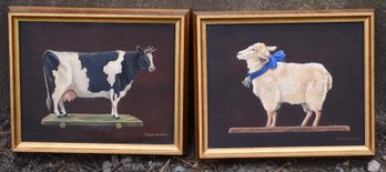 Two Donna Lacey-Derstein Oils, Cow And Sheep (CTF10)