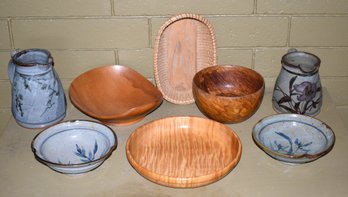 Vintage Artisan Wood Turnings And Pottery, 8pcs (CTF20)