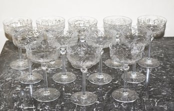 Set Of 12 Vintage Etched Crystal Wines (CTF20)