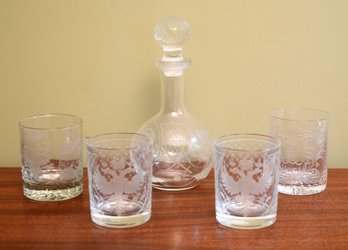 Russian Etched Glass Decanter Set (CTF10)
