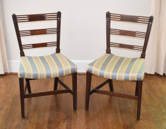 Pr. Antique Mahogany Slat Back Georgian Side Chairs (CTF10)