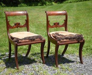 Pr. 19th C. Boston Saber-leg Mahogany Chairs (CTF20)